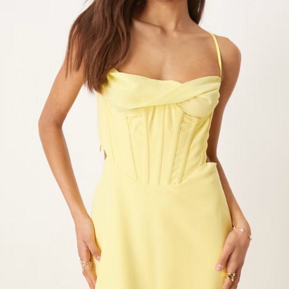 NWT Bardot Martini Midi Dress In Limoncello